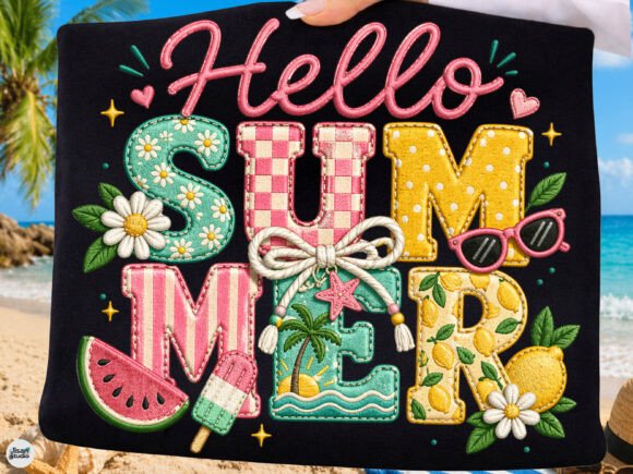 A Designer's Take on the Hello Summer Cute Embroidery PNG