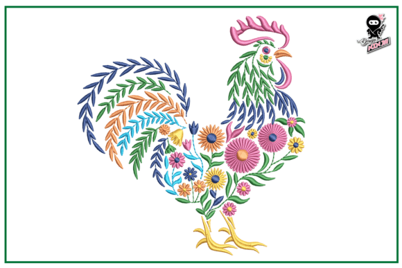 A Detailed Review of the Floral Rooster Embroidery Design