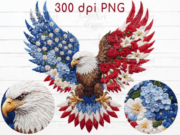 A Faux Embroidery Eagle Design for Holiday Patriotic Projects