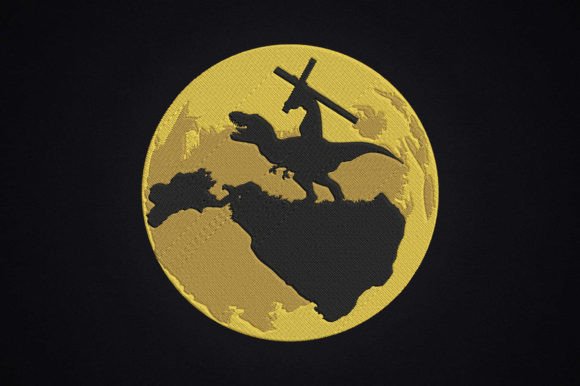 Jesus Riding Dinosaur Embroidery for Boutique Apparel