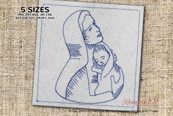 Reviewing Mary Holding Baby Jesus Redwork for Holiday Collections