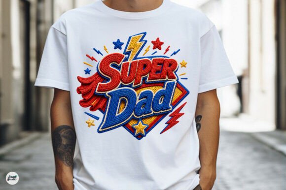 Superhero Dad Faux Embroidery Design for Business